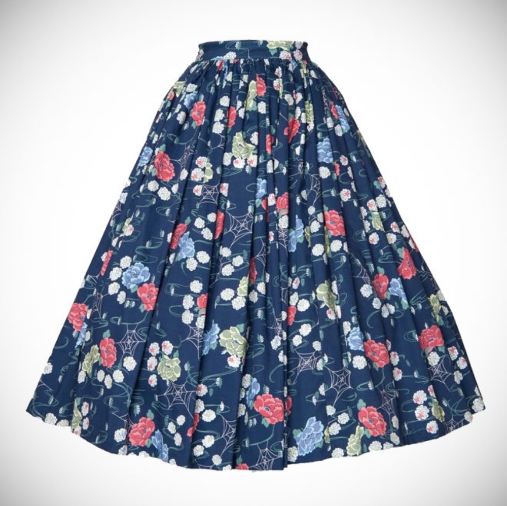 Pinup Couture Jenny Skirt in Floral Spider Web Print 3x